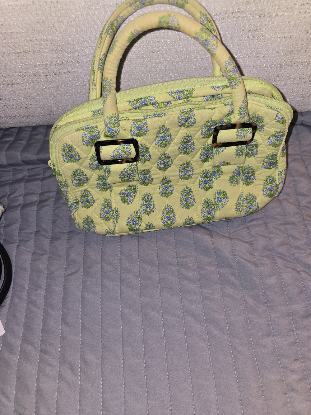 Vera Bradley Quilted Floral Satchel in Light Green and Blue